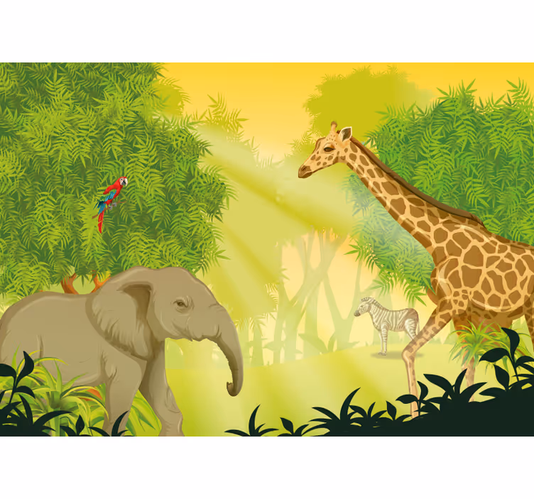Fototapete tiere savannen safari szene - TenStickers