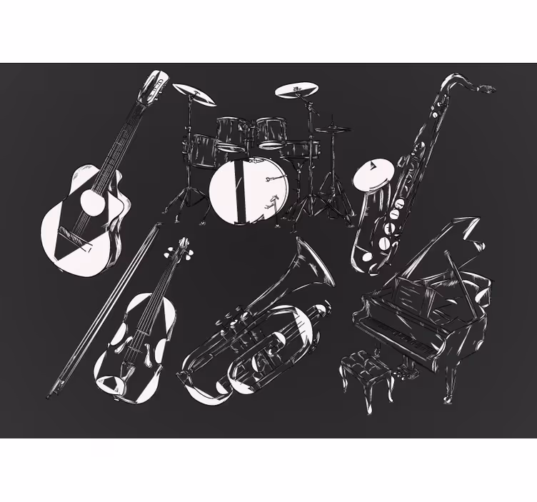 Fototapete musik sammlung musikinstrumente - TenStickers