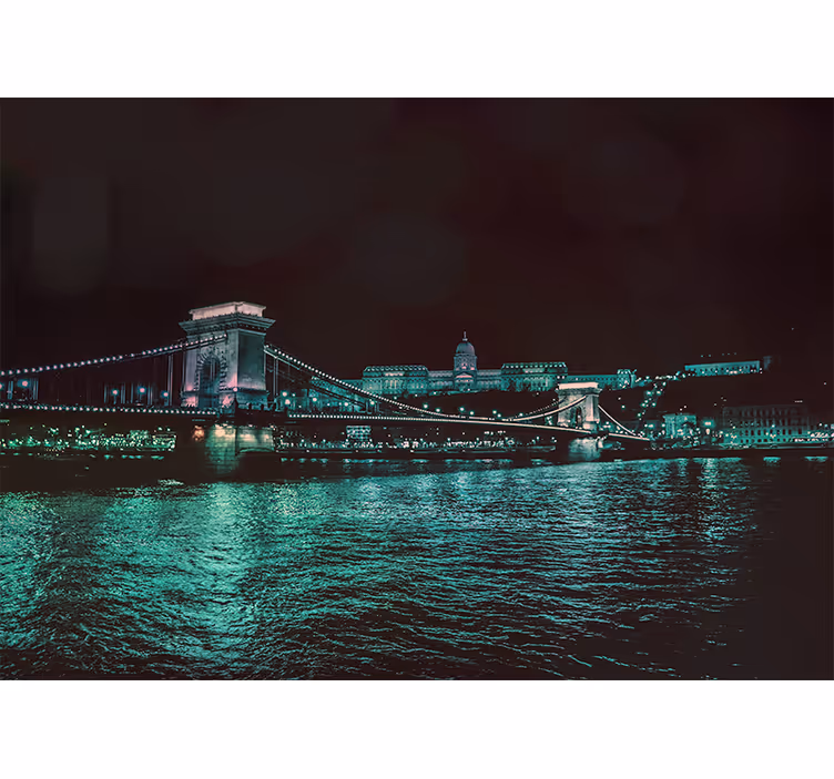 Fototapete städte nachtsicht kettenbrücke - TenStickers
