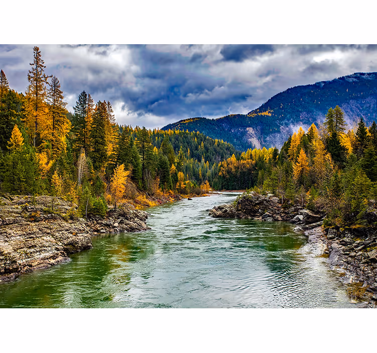 Fototapete landschaft scenic mountain river - TenStickers