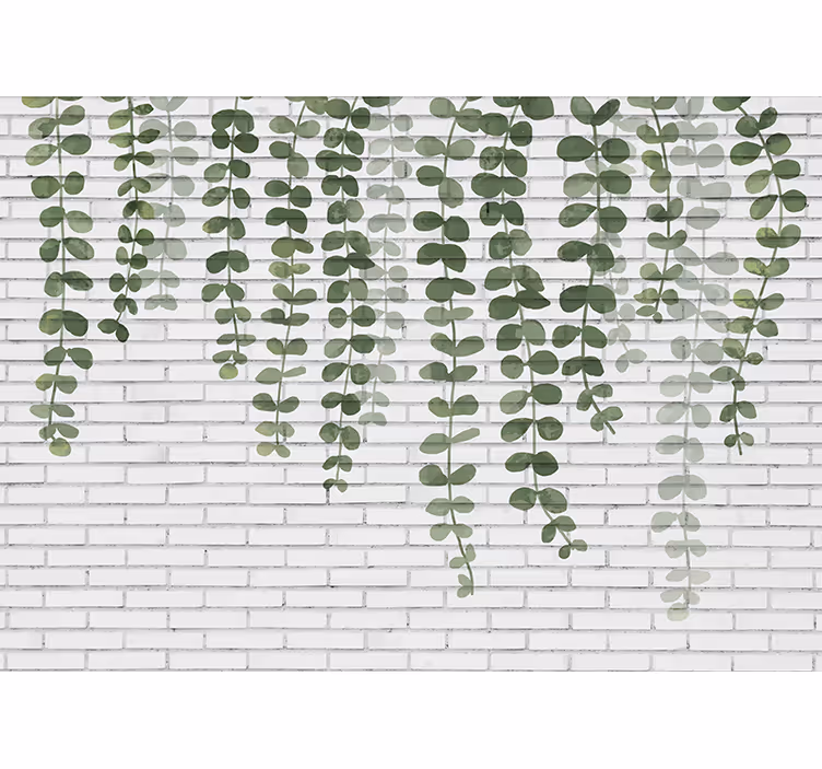 Fototapete Backstein Weiße mauer mit Pflanzen - TenStickers