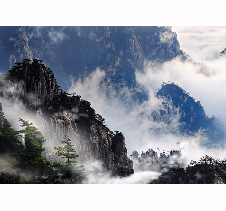 Fototapete natur nebel-szene in den bergen - TenStickers