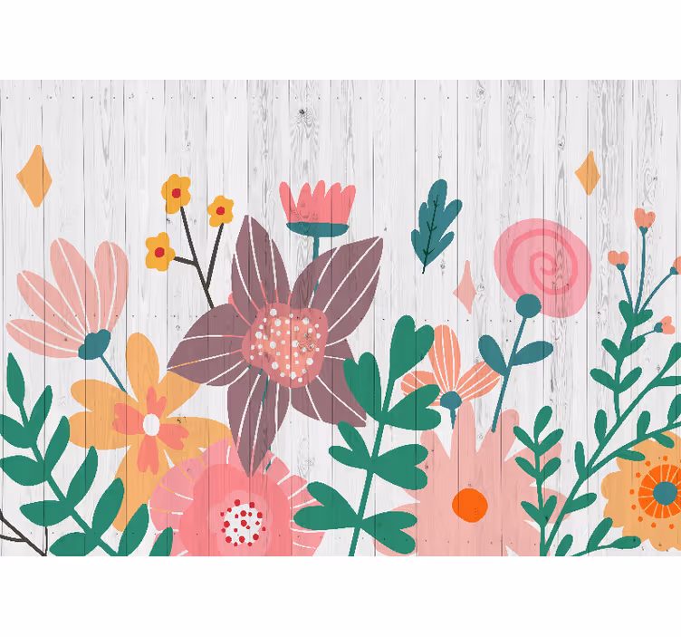 Fototapete blumen bunte blumenillustration - TenStickers