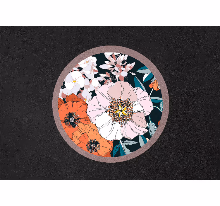 Fototapete blumen im floralen kreisd design - TenStickers