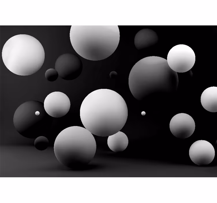Fototapete 3D Weiße kugeln auf schwarzem Hintergrund - TenStickers
