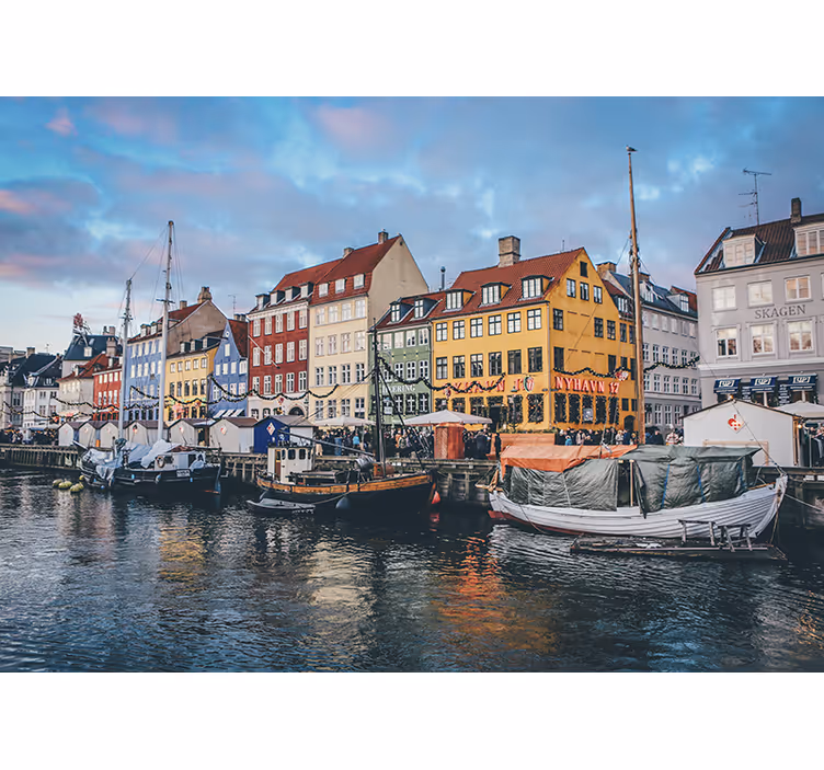 Fototapete städte lebendige seeuferhütten - TenStickers