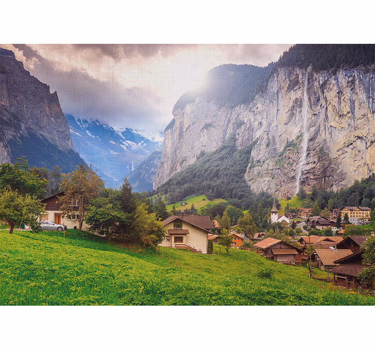Fototapete landschaft bergtal szene - TenStickers