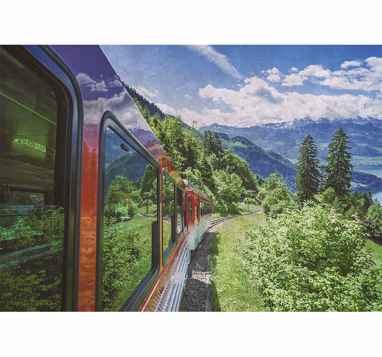 Fototapete landschaft bergbahnreise - TenStickers