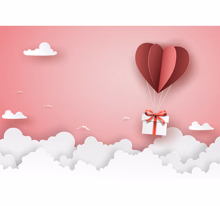 Fototapete liebe herzballon geschenk - TenStickers