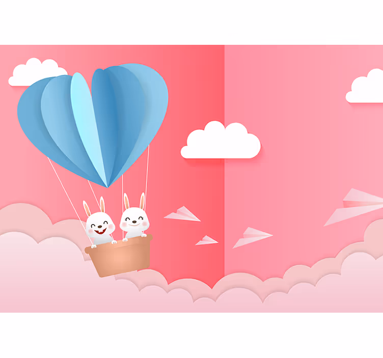 Fototapete liebe luftballons und hasen - TenStickers