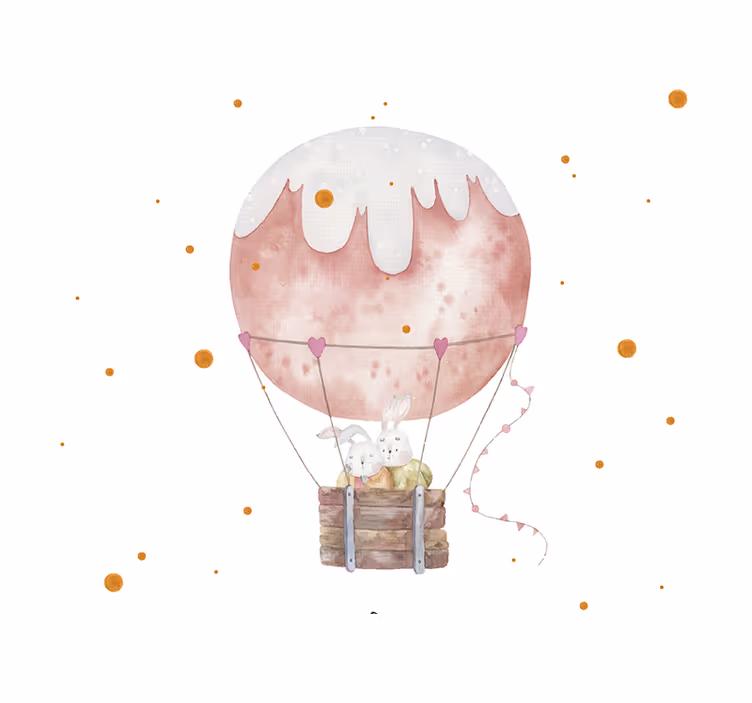 Fototapete Kinderzimmer Süße rappits, die sich in einem ballon um - TenStickers