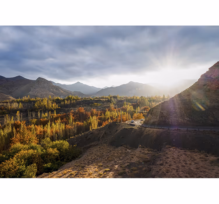 Fototapete landschaft herbstliche bergszene - TenStickers