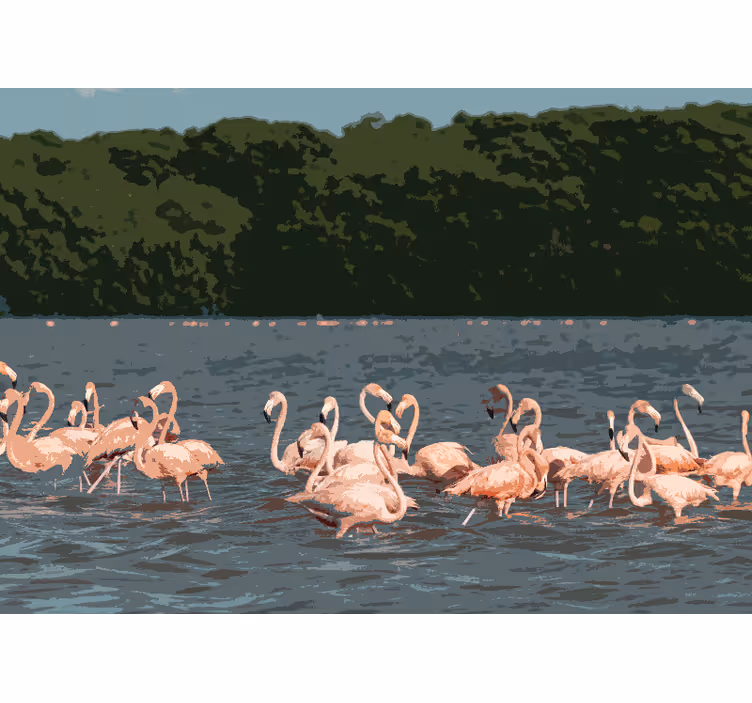 Fototapete tiere flamingo schwarm versammlung - TenStickers