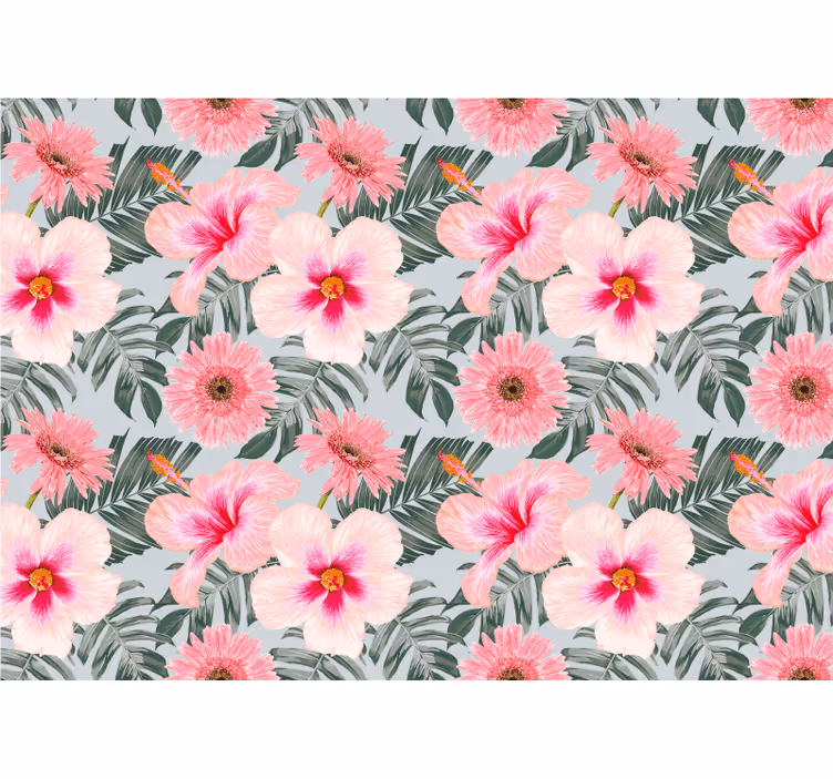 Fototapete blumen im pinken blumenmuster - TenStickers