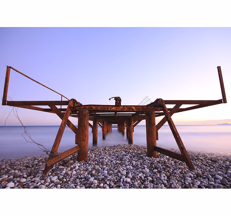 Fototapete landschaft rustikaler pier sonnenuntergang - TenStickers