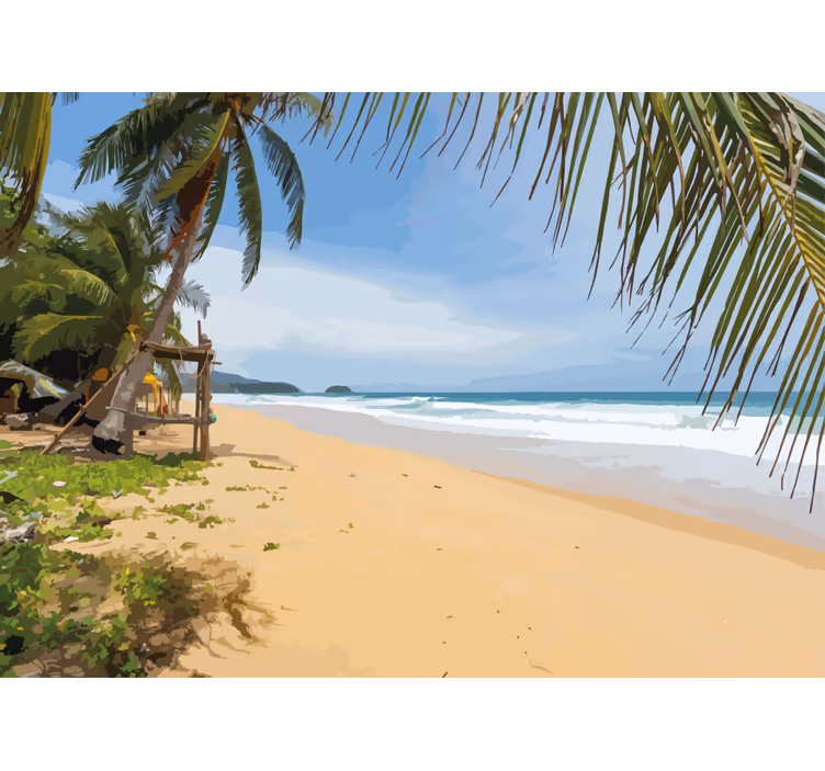 Fototapete Natur Strand mit palmen an einem sonnigen tag - TenStickers