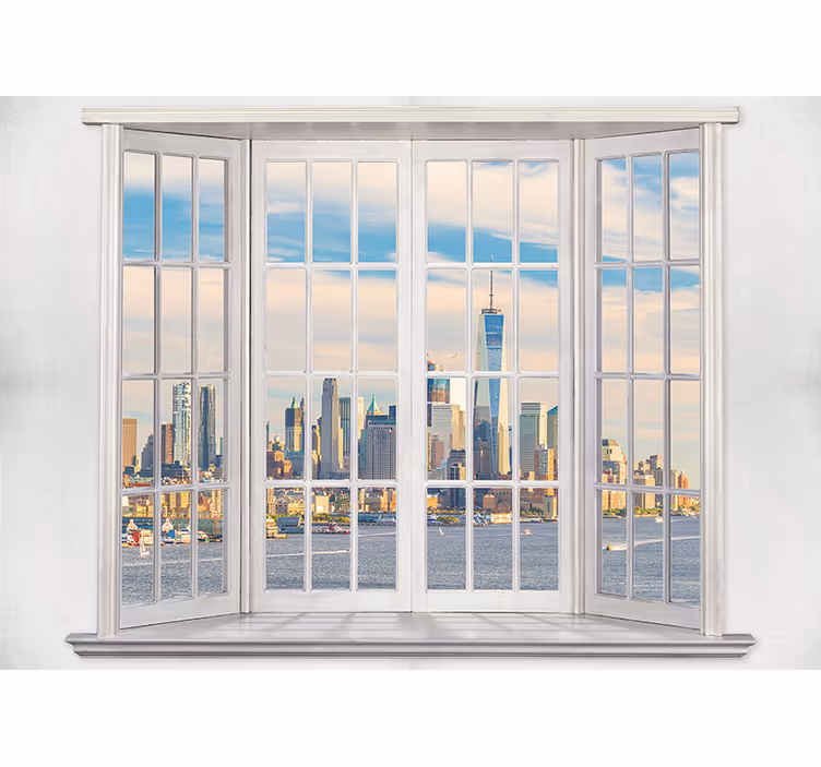 Fototapete New York East river bei unten durch das fenster - TenStickers