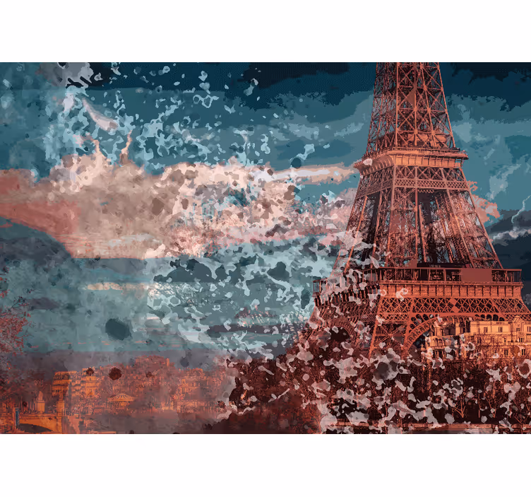 Fototapete paris skyline mit eiffelturm - TenStickers