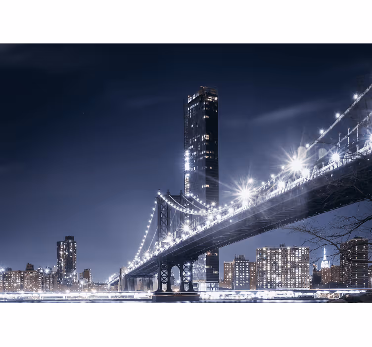 Fototapete new york nachtsicht auf die brooklyn bridge - TenStickers
