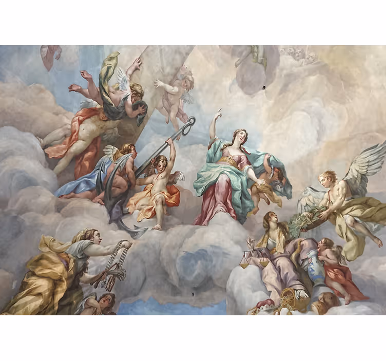 Fototapete klassische kunst himmlische figuren oben - TenStickers