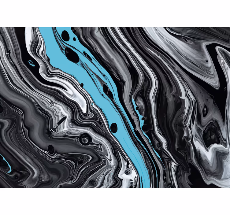Fototapete abstrakt in schwarz und aqua fluss - TenStickers