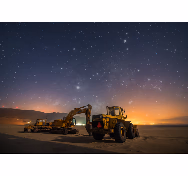 Fototapete fahrzeuge baumaschinen nacht - TenStickers