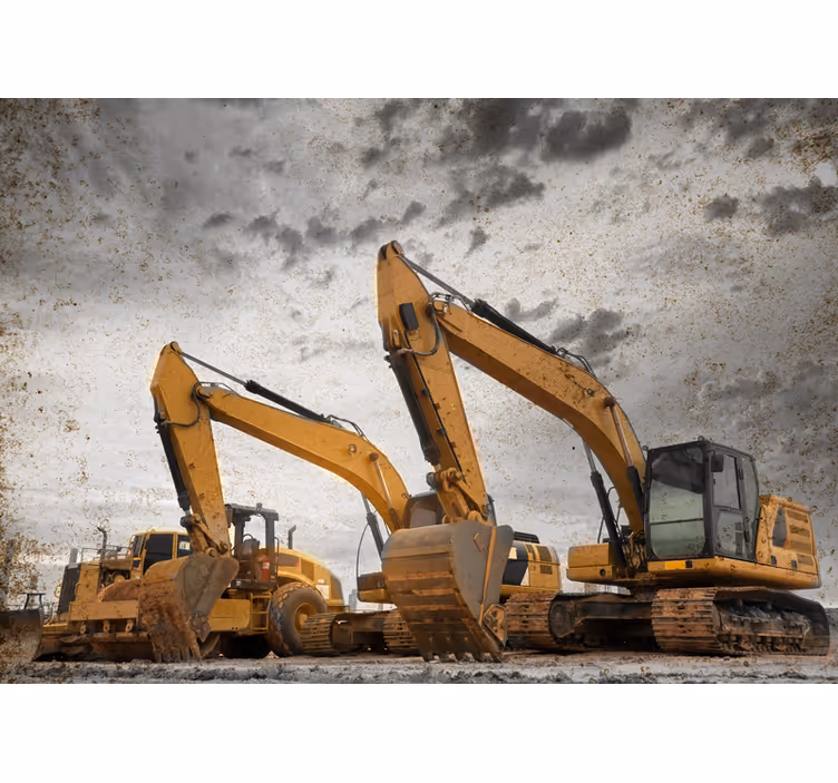 Fototapete fahrzeuge baumaschinen präsentation - TenStickers