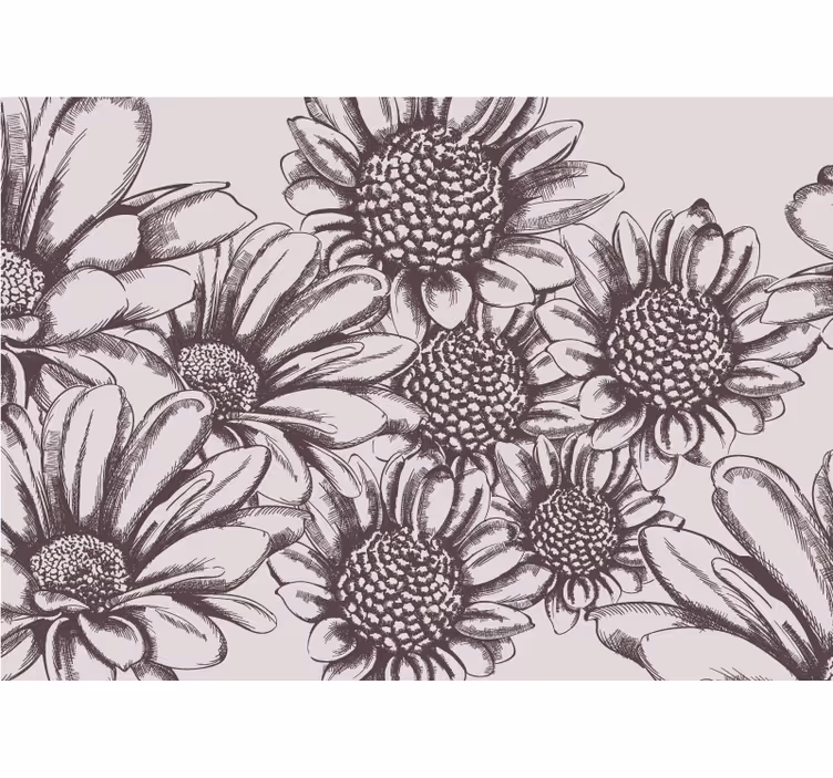 Fototapete blumen mit gänseblümchen-muster - TenStickers