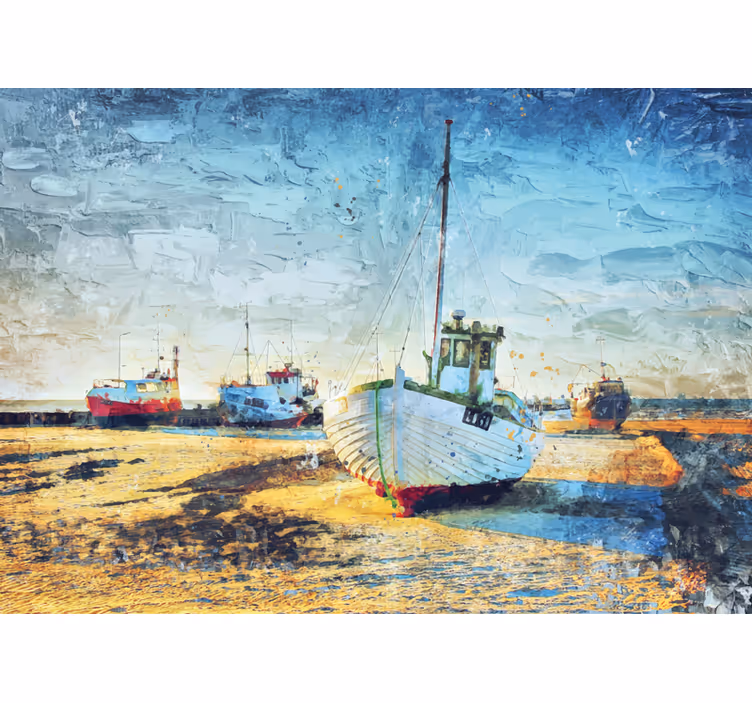 Fototapete städte fischerboote am ufer - TenStickers