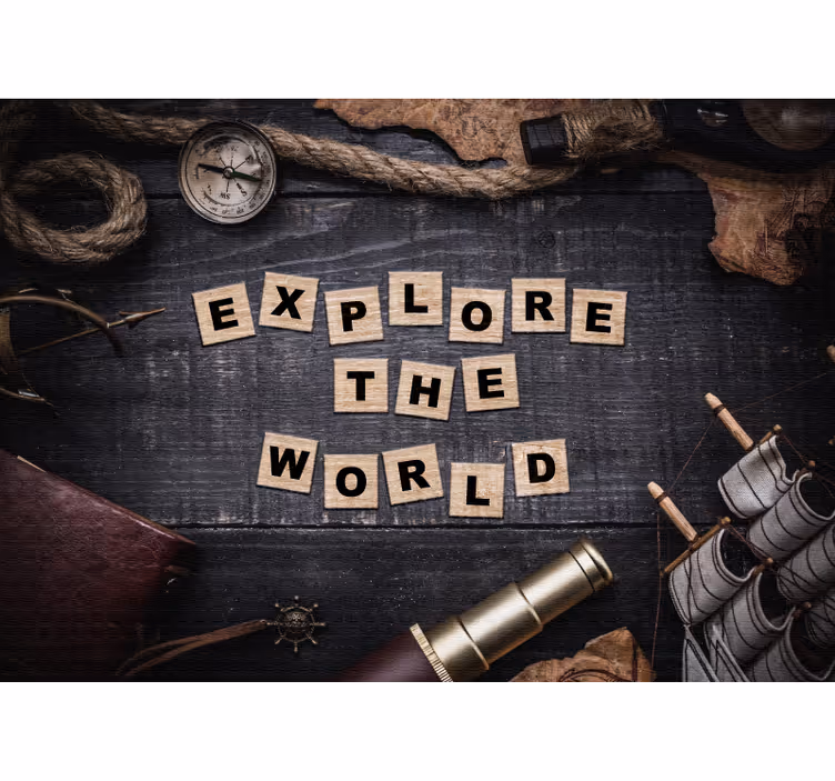 Fototapete spruch entdecke die welt - TenStickers