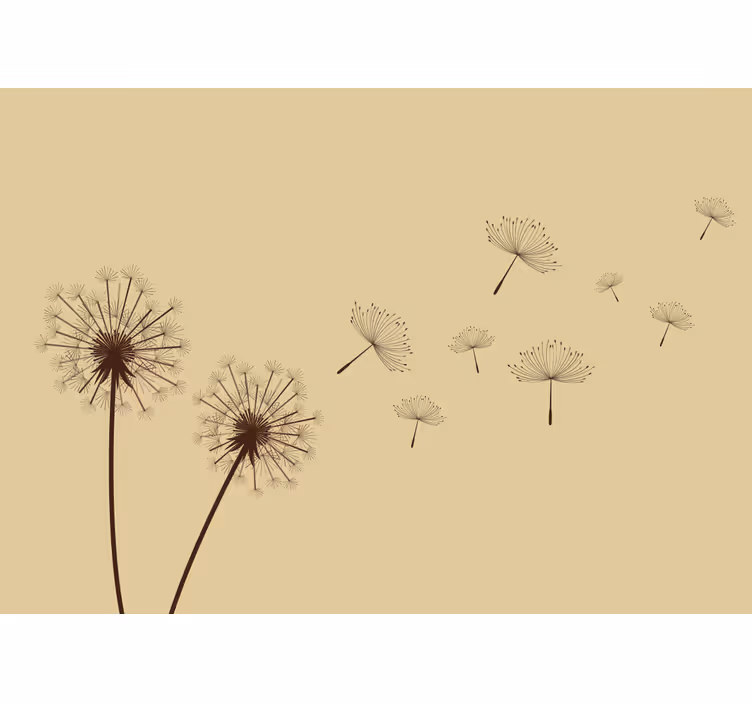 Fototapete blumen mit fliegenden löwenzahn-samen - TenStickers