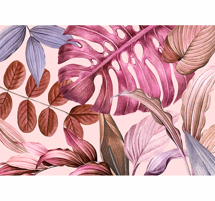 Fototapete blumen mit lebhaften tropischen blättern - TenStickers