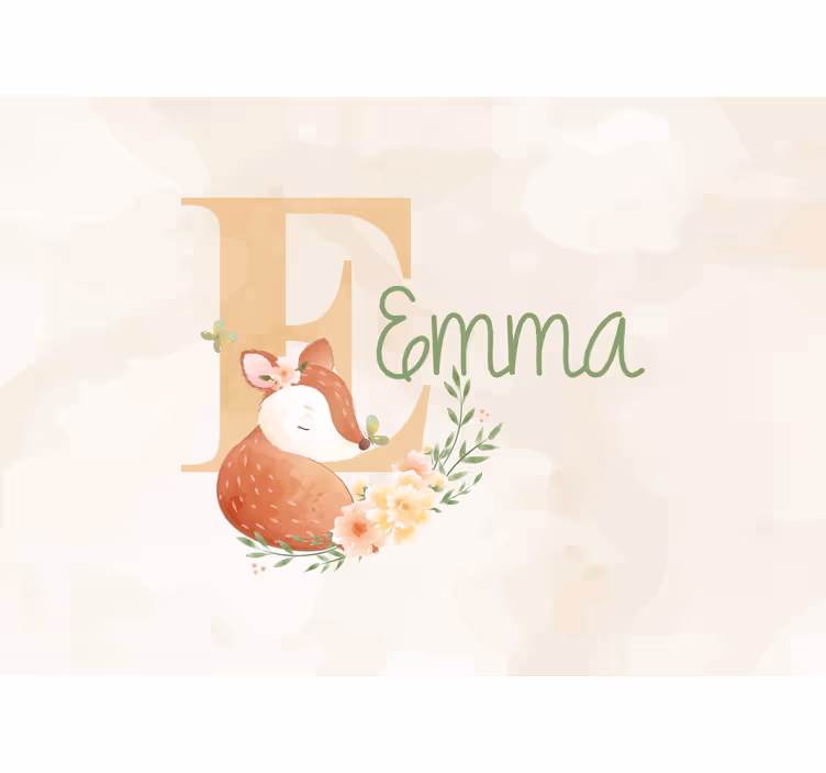 Fototapete kinderzimmer mit personalisiertem fuchsdesign - TenStickers