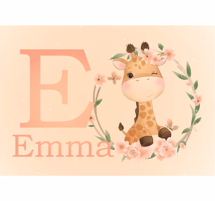 Fototapete Babyzimmer Süße giraffe für mädchen mit Namen - TenStickers