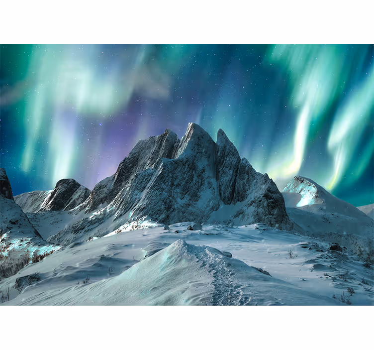 Fototapete landschaft nordlichter in den bergen - TenStickers