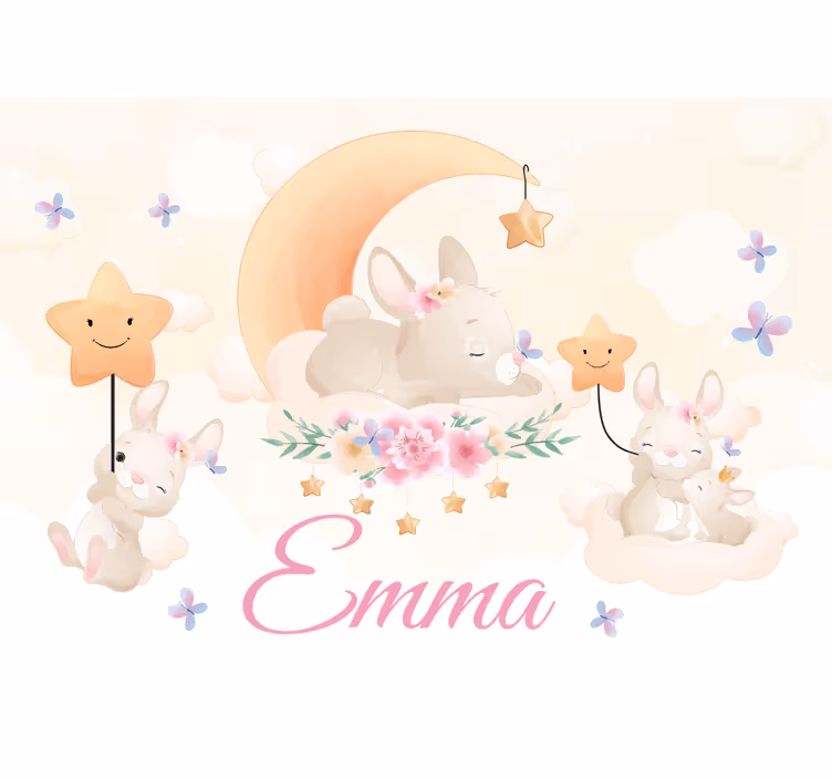 Fototapete kinderzimmer hase mond sterne - TenStickers
