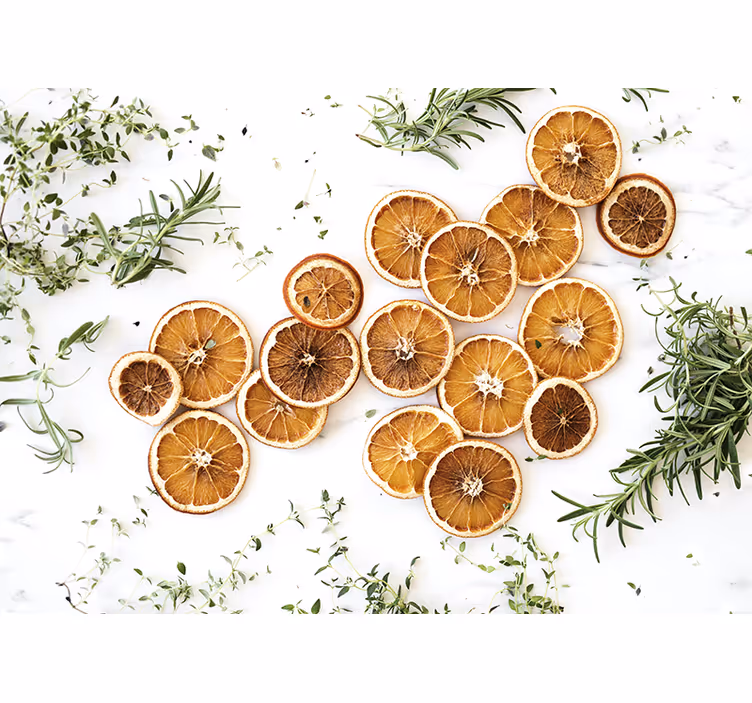 Fototapete Blumen eleganz getrockneter zitrusfrüchte - TenStickers