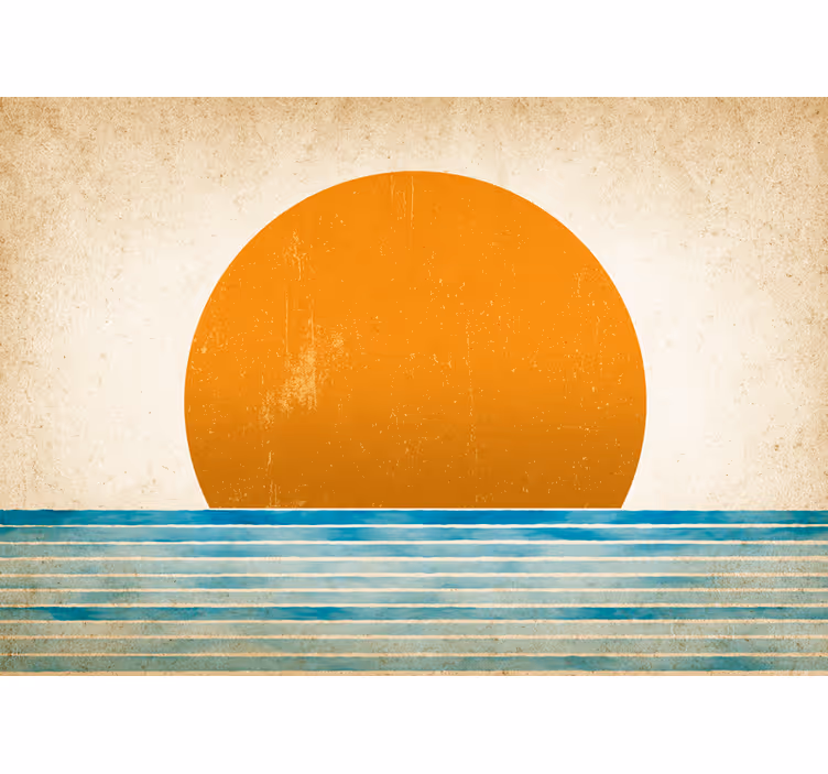 Fototapete landschaft sonnenuntergang über wasser - TenStickers