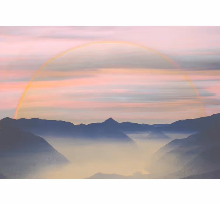 Fototapete landschaft regenbogenberg szene - TenStickers