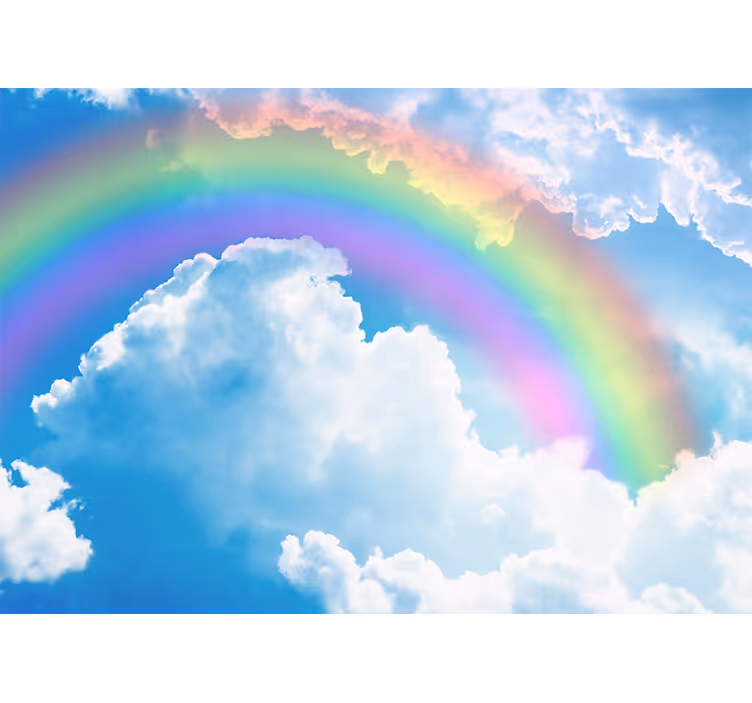 Fototapete Himmel Regenbogen am blauen himmel mit - TenStickers