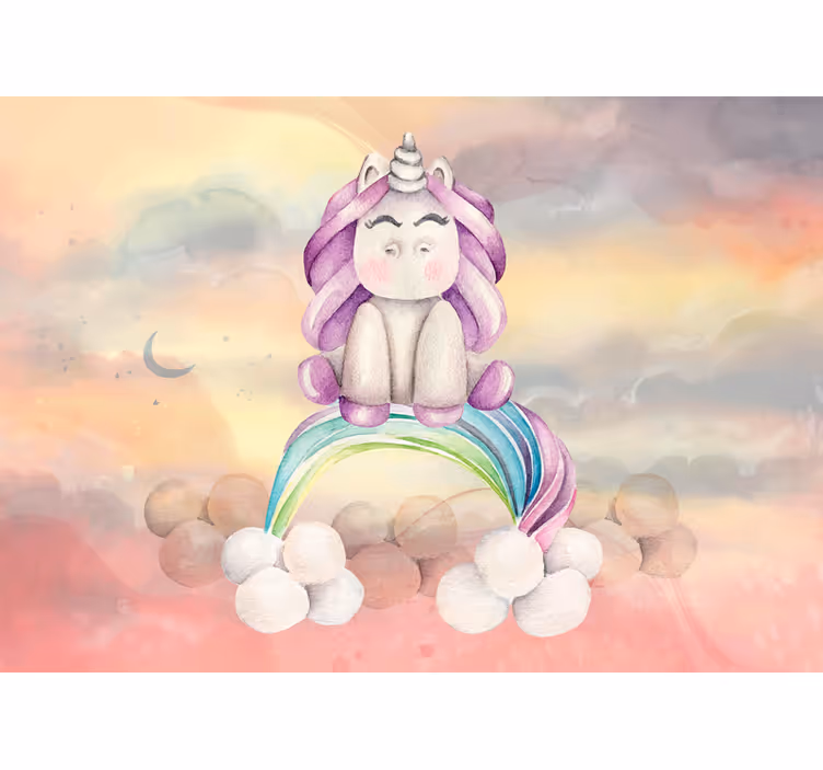 Fototapete fantasie süßes einhorn regenbogen - TenStickers