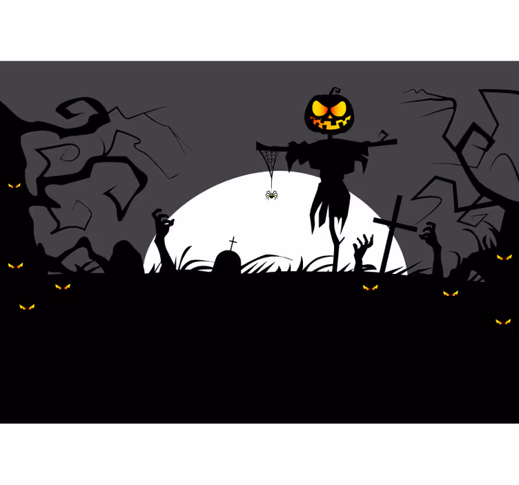 Halloween fototapete gruseliger kürbis-hexe - TenStickers