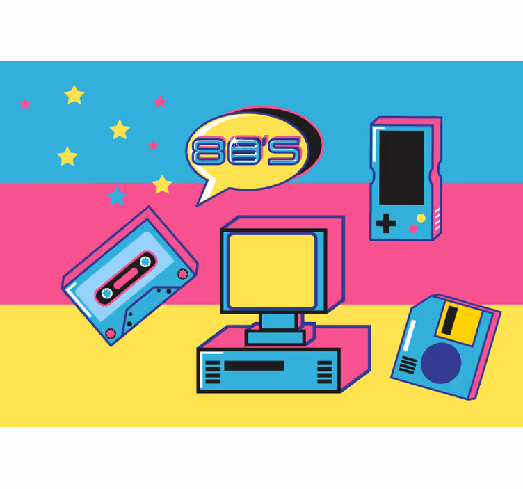 Fototapete graffiti mit retro gaming elementen - TenStickers