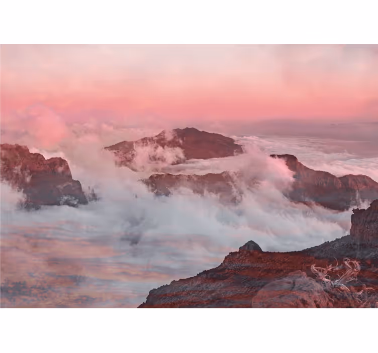 Fototapete landschaft mit rosafarbenen bergen - TenStickers