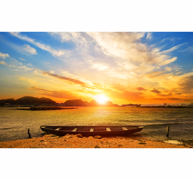 Fototapete landschaft ruhige sonnenuntergangsreflexion - TenStickers