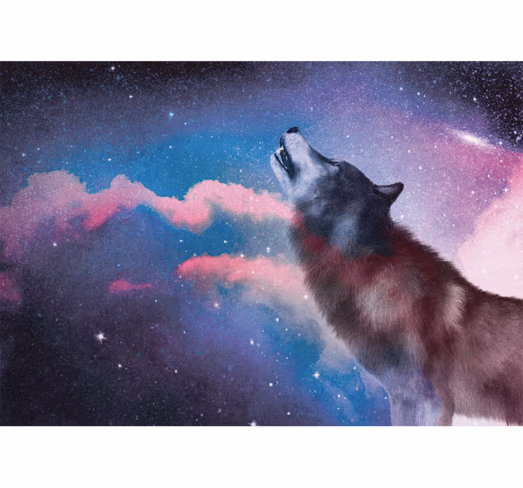 Fototapete tiere heulender wolf silhouette - TenStickers