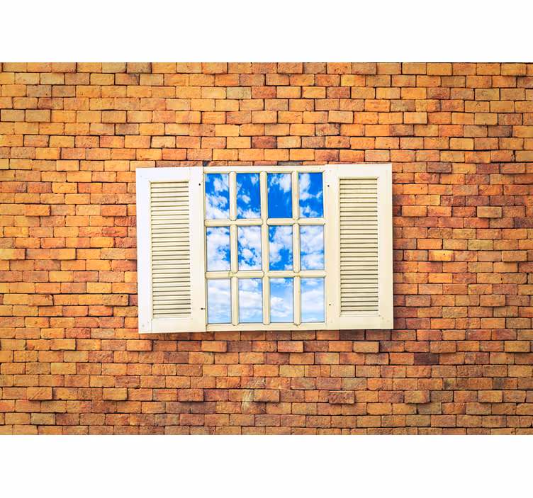 Fototapete stein mit blick aus dem offenen fenster - TenStickers
