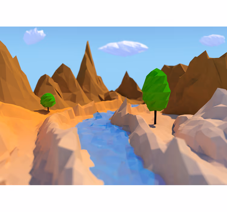 Fototapete landschaft polygonale flusslandschaft - TenStickers