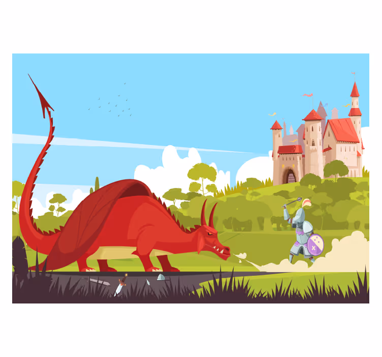 Fototapete Kinderzimmer Drache und ritter - TenStickers