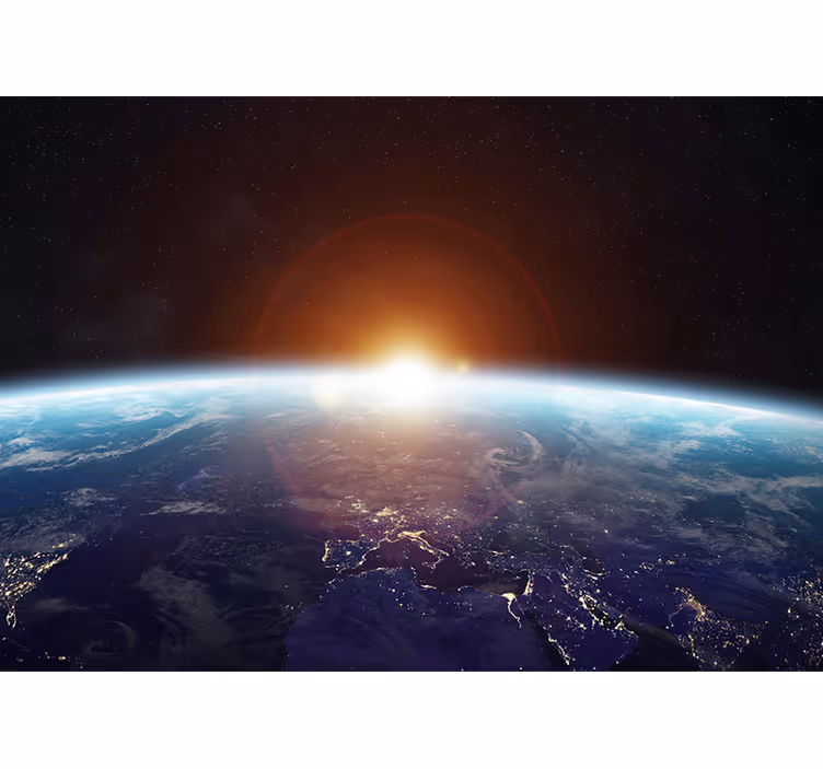 Fototapete weltraum mit blick auf den sonnenaufgang - TenStickers